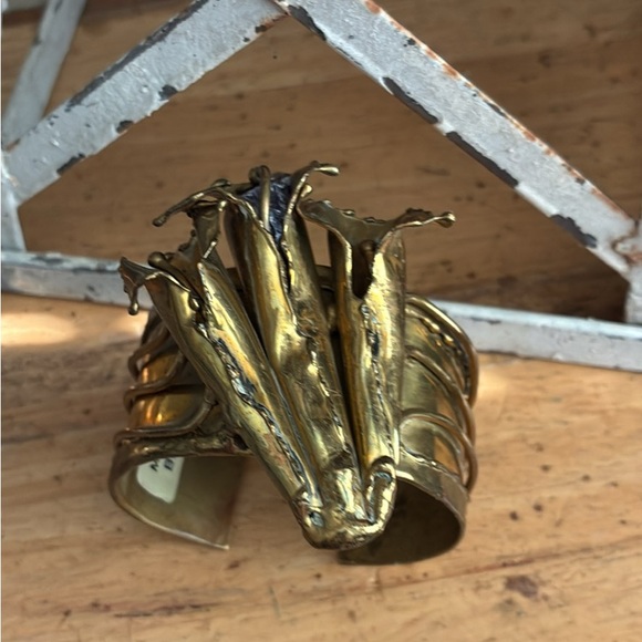 METAL ARTISAN MADE Sculptural Cuff Bracelet VINTAGE BRUTALIST STYLE FROM BRAZIL - Picture 3 of 5